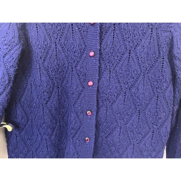 Vintage Billie Jo Blue Lace Scallop Edge Button Down Cardigan - Picture 4 of 6